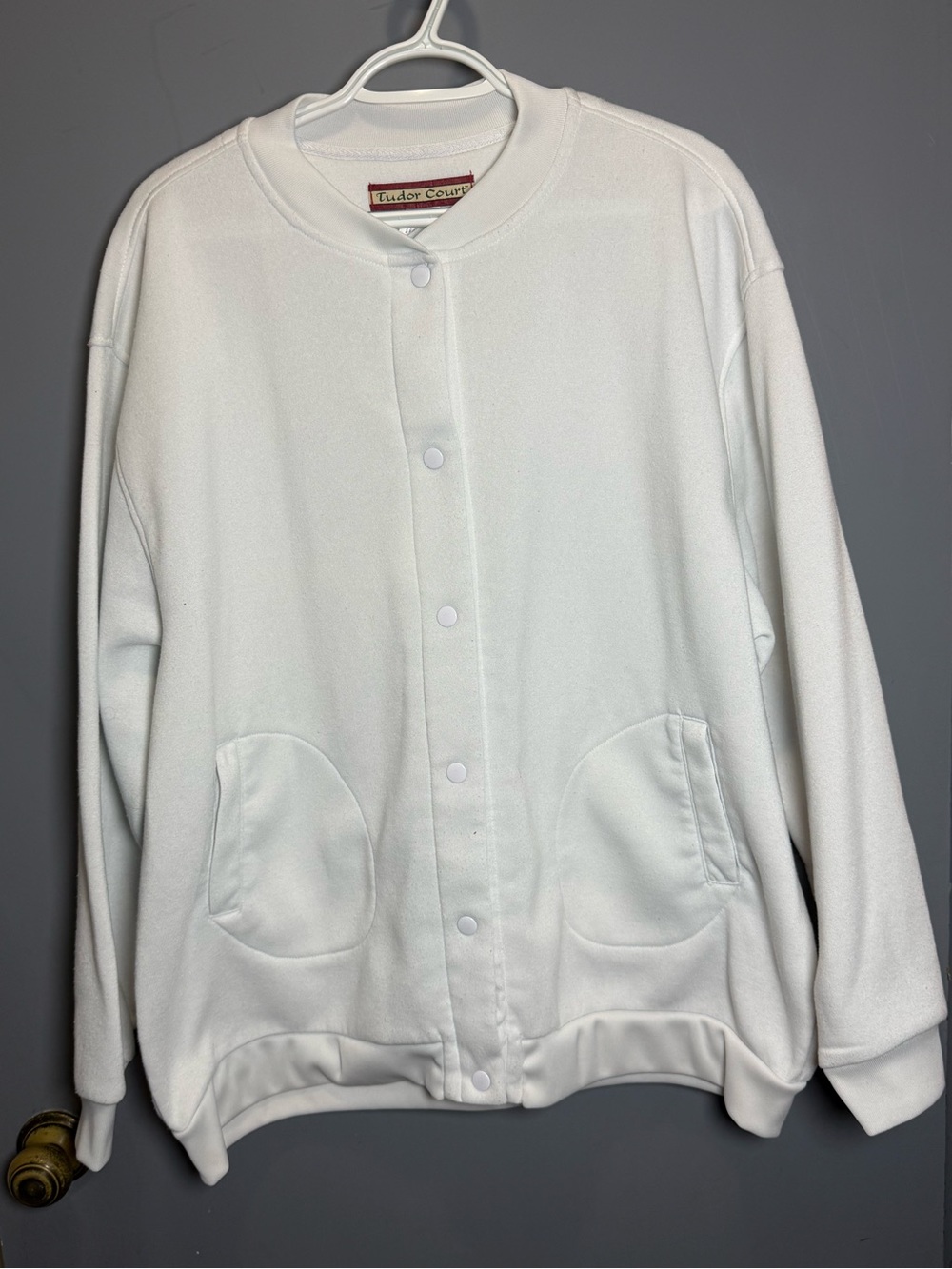Tudor Court White Button-Front Bomber Jacket